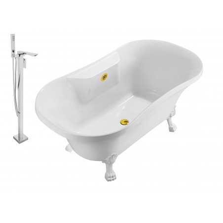 Faucet and Tub Set Streamline 60" Clawfoot NH100WH-GLD-140