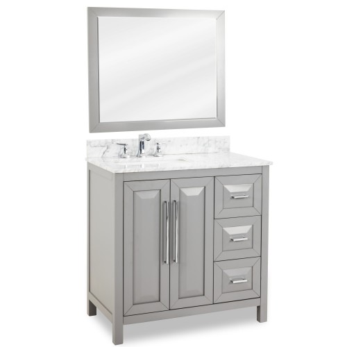 36" Grey Modern Bathroom Vanity VAN100-36-T with White Marble Top