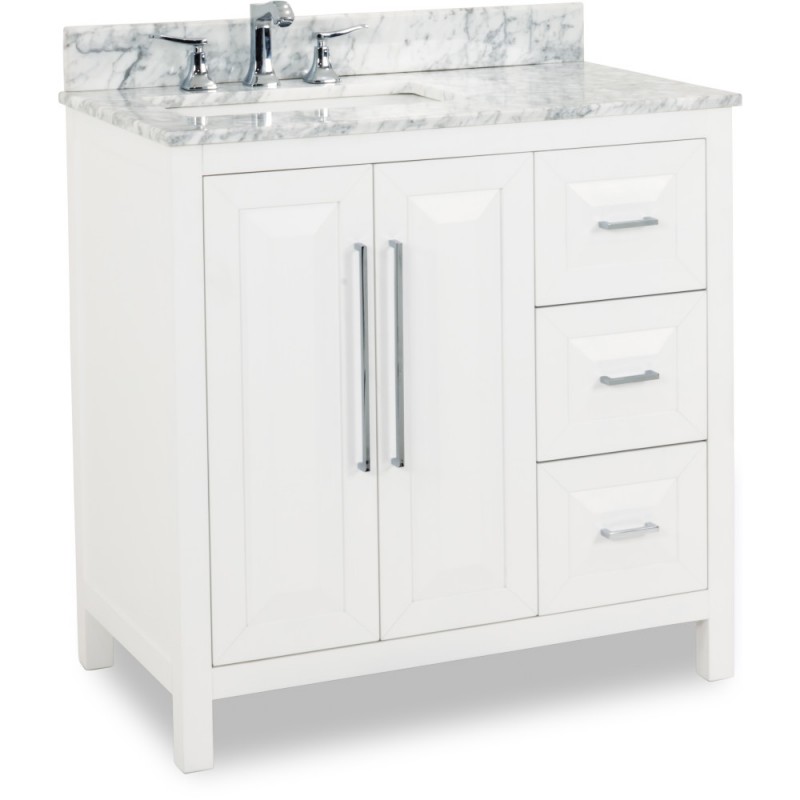 36" Cade Contempo White Vanity with Preassembled Top and Bow