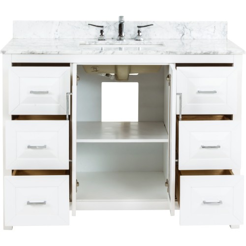 48" Cade Contempo White Vanity w/Preassembled Top and Bowl  