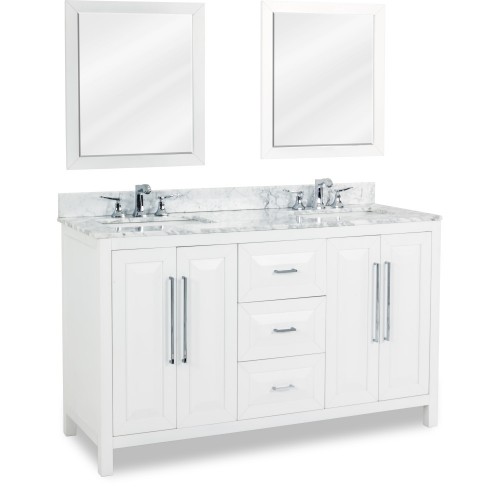 60" Cade Contempo White Vanity with Preassembled Top and Bow