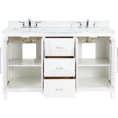 60" Cade Contempo White Vanity with Preassembled Top and Bow