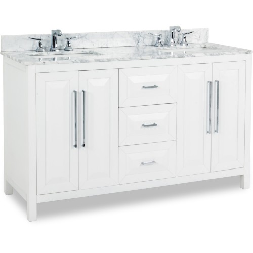 60" Cade Contempo White Vanity with Preassembled Top and Bow